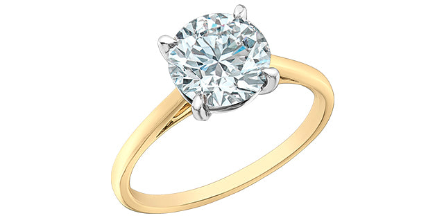 14K Yellow Gold 2.00Cttw Lab Grown Round Brilliant Cut Diamond Engagement Ring