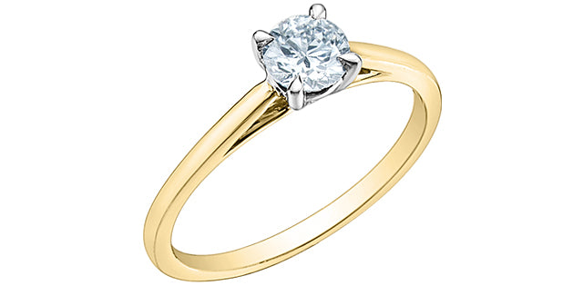 14K Yellow Gold 0.50Cttw Lab Grown Round Brilliant Cut Diamond Engagement Ring