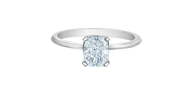 14K White Gold 1.08 cttw Lab Grown Cushion Cut Diamond Ring