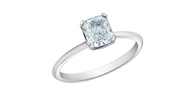 14K White Gold 1.08 cttw Lab Grown Cushion Cut Diamond Ring