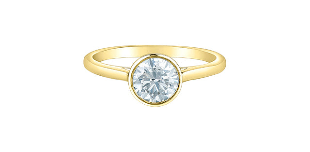 14K Yellow Gold 1.00 Cttw Lab Grown Round Cut Diamond Engagement Ring