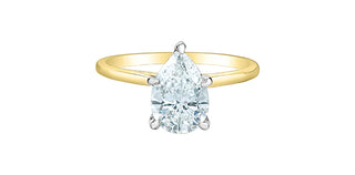 14K Yellow and White Gold Pear Lab Grown Diamond Engagement Ring