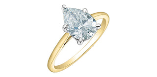 14K Yellow and White Gold Pear Lab Grown Diamond Engagement Ring