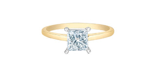 14K Yellow and White Gold 1.02cttw Lab Grown Princess Cut Diamond Ring