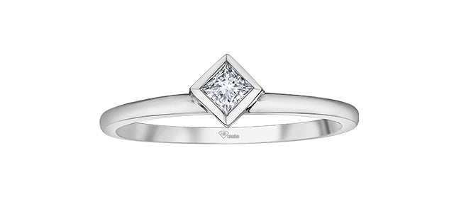 10K White Gold 0.16cttw Princess Cut Canadian Diamond Ring