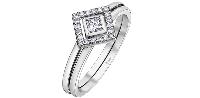 10K White Gold 0.16cttw Princess Cut Canadian Diamond Ring