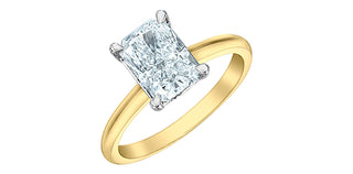 14K Yellow and White Gold 2.04cttw Radiant Lab Grown Diamond Engagement Ring