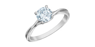 14K White Gold Twist 1.00Cttw Lab Grown Round Brilliant Cut Diamond Engagement Ring