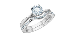 14K White Gold Twist 1.00Cttw Lab Grown Round Brilliant Cut Diamond Engagement Ring