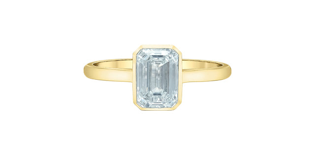 18K Yellow Gold 1.59 CT Lab Grown Emerald Cut Diamond Ring