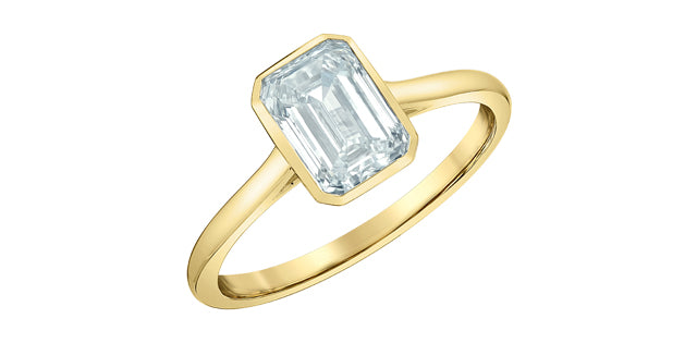 18K Yellow Gold 1.59 CT Lab Grown Emerald Cut Diamond Ring