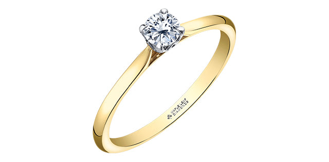 18K Yellow Gold 0.20cttw Canadian Diamond Engagement Ring, Size 6.5