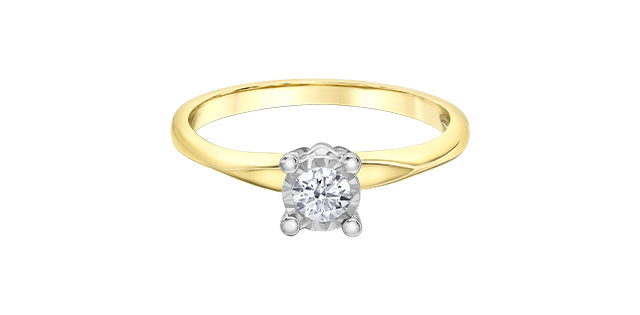 10K Yellow Gold 0.18Cttw Round Cut Illusion Set Diamond Engagement Ring