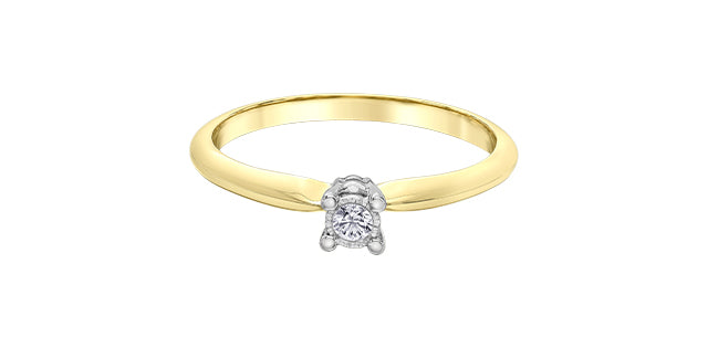 10K Yellow Gold 0.05Cttw Round Cut Illusion Set Diamond Engagement Ring