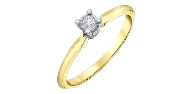 10K Yellow Gold 0.05Cttw Round Cut Illusion Set Diamond Engagement Ring