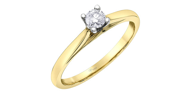 14K Yellow &amp; White Gold 0.20cttw Canadian Diamond Engagement Ring