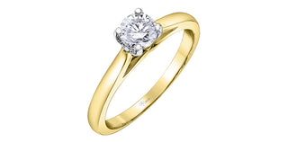 14K Yellow & White Gold 0.70cttw Canadian Diamond Engagement Ring