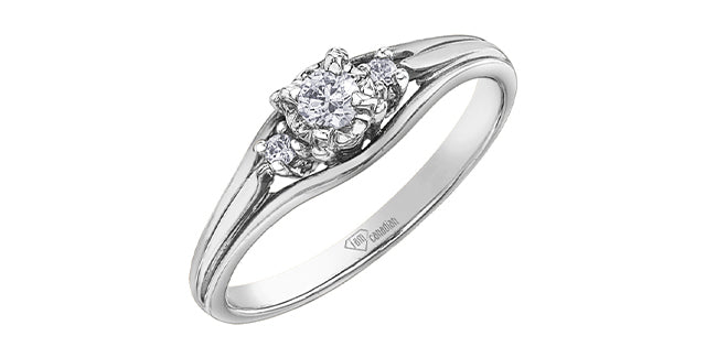 10K White Gold 0.18cttw Canadian Diamond Engagement Ring