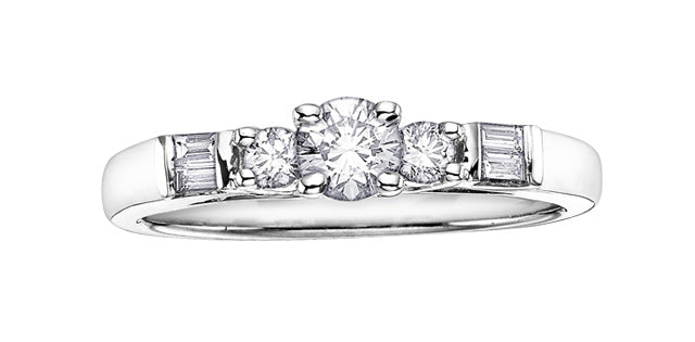 10K White Gold 0.50cttw Canadian Diamond Engagement Ring, Size 6.5