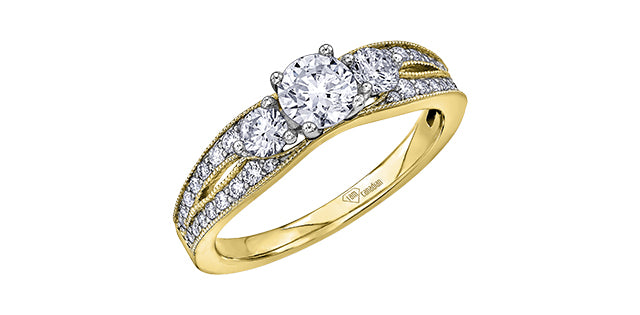 14K Yellow Gold and White Gold Maple Leaf Diamonds