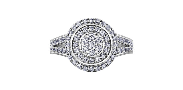 14K White Gold 0.66cttw Diamond Halo Engagement Ring - 4.5 / 14K Rose Gold