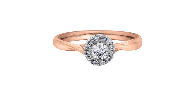 10K  Rose Gold 0.20cttw Canadian Diamond Engagement Ring, Size 6.5