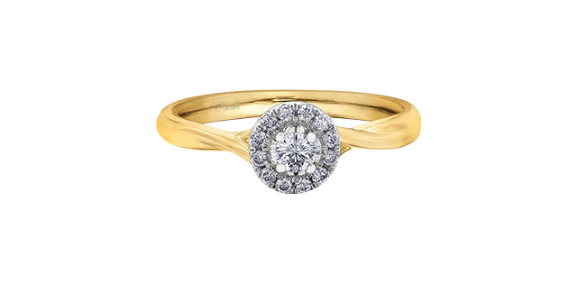 10K  Yellow Gold 0.20cttw Canadian Diamond Engagement Ring, Size 6.5