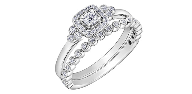 10K White Gold 0.23cttw Canadian Diamond Engagement Ring, Size 6.5