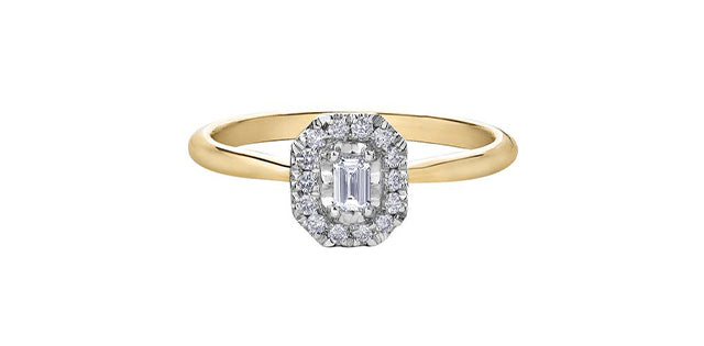 10K Yellow &amp; White Gold 0.19cttw Diamond Engagement Ring