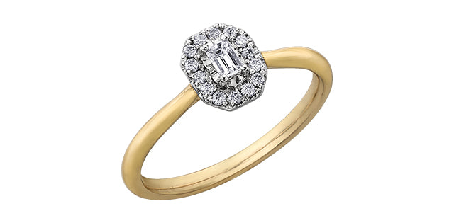 10K Yellow &amp; White Gold 0.19cttw Diamond Engagement Ring