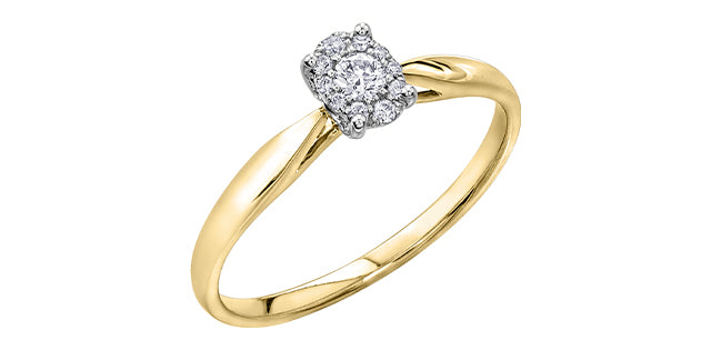 10K Yellow &amp; White Gold 0.11cttw Diamond Engagement Ring