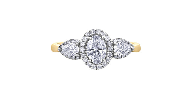 14K Yellow & White Gold 1.00cttw Diamond Engagement Ring