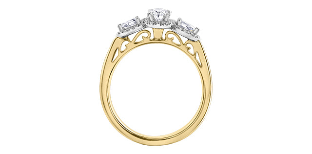 14K Yellow &amp; White Gold 0.60cttw Diamond Engagement Ring