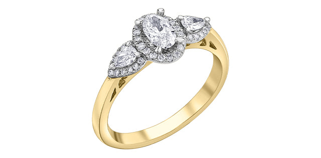 14K Yellow &amp; White Gold 0.60cttw Diamond Engagement Ring