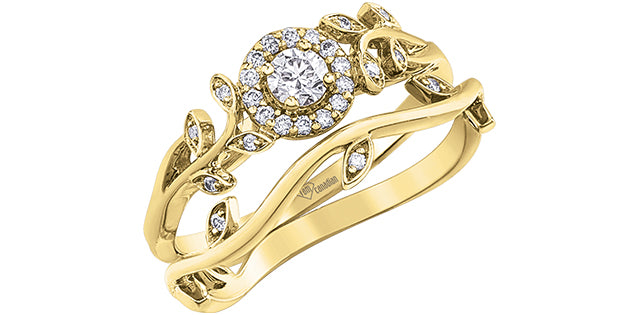 Anillo de diamantes canadienses de 0,25 quilates en oro amarillo de 10 quilates, talla 6,5