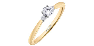 14K Yellow Gold 0.25cttw Round Brilliant Cut Canadian Diamond 3 Stone Engagement Ring