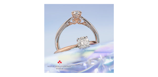 Anillo de compromiso de diamantes canadienses de talla brillante redonda de 1,05 quilates en oro rosa de 18 quilates