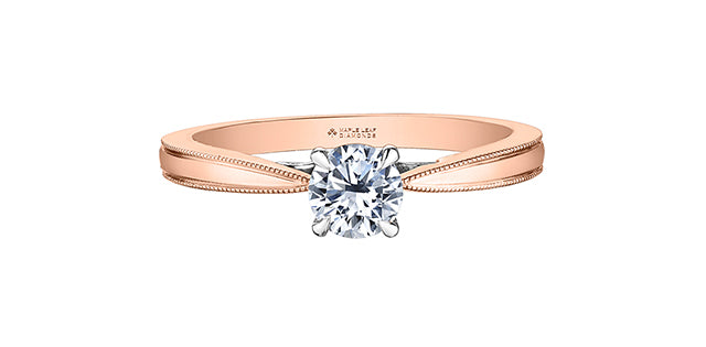 18K Rose Gold 1.05cttw Round Brilliant Cut Canadian Diamond Engagement Ring - / White