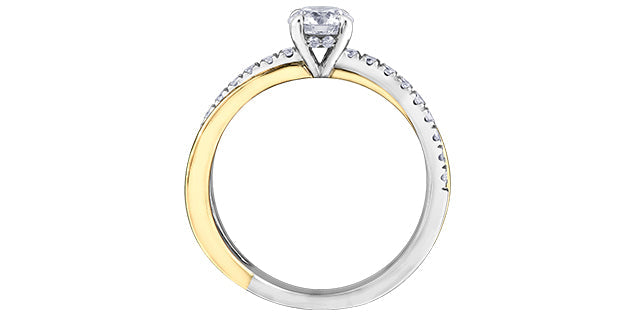 Anillo de compromiso de diamantes canadienses de talla brillante redonda de 0,95 quilates en oro amarillo de 18 quilates