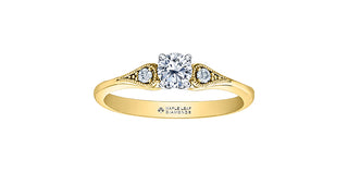 Anillo de compromiso de diamantes canadienses de 0,35 quilates en oro amarillo de 18 quilates, tamaño 6,5