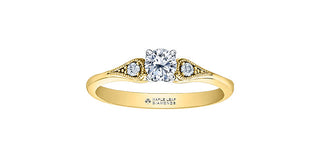Anillo de compromiso de diamantes canadienses de 0,55 quilates en oro amarillo de 18 quilates, tamaño 6,5