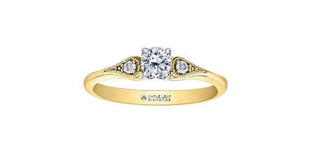 18K Yellow Gold 0.35cttw Canadian Diamond Engagement Ring, Size 6.5