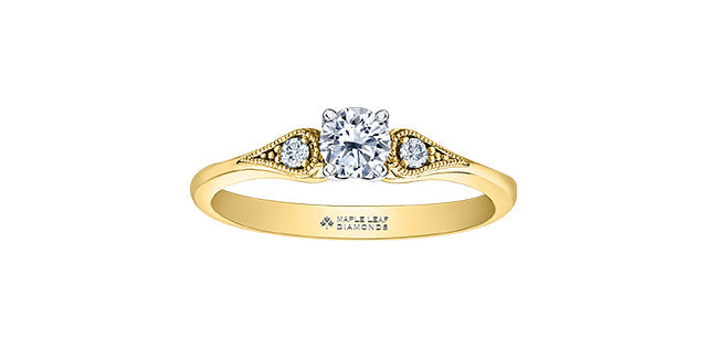 18K Yellow Gold 0.75cttw Canadian Diamond Engagement Ring, Size 6.5
