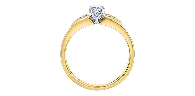 18K Yellow Gold 0.75cttw Canadian Diamond Engagement Ring, Size 6.5