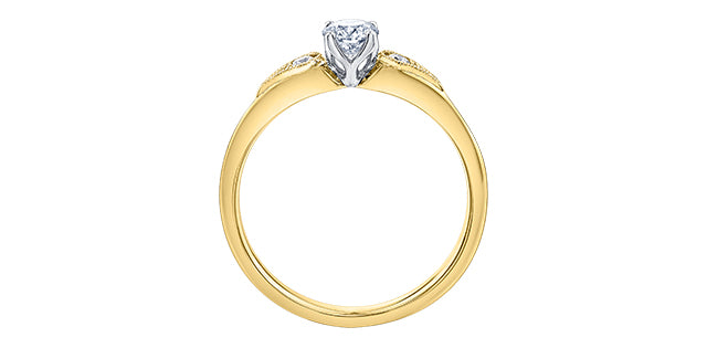 18K Yellow Gold 0.35cttw Canadian Diamond Engagement Ring, Size 6.5