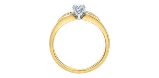 Anillo de compromiso de diamantes canadienses de 0,55 quilates en oro amarillo de 18 quilates, tamaño 6,5