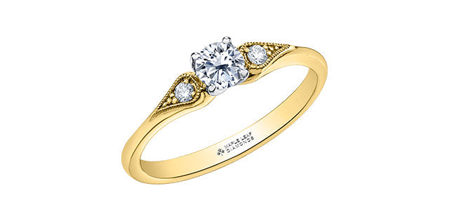 18K Yellow Gold 0.55cttw Canadian Diamond Engagement Ring, Size 6.5