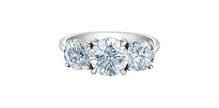 14K White Gold 3.00cttw Three-Stone Lab Grown Diamond Ring
