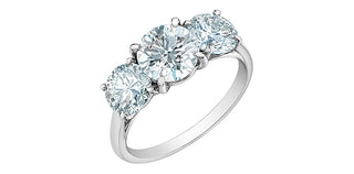 14K White Gold 3.00cttw Three-Stone Lab Grown Diamond Ring