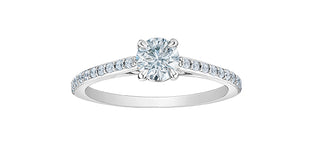 14K White Gold 0.70 Cttw Lab Grown Round Brilliant Cut Diamond Engagement Ring